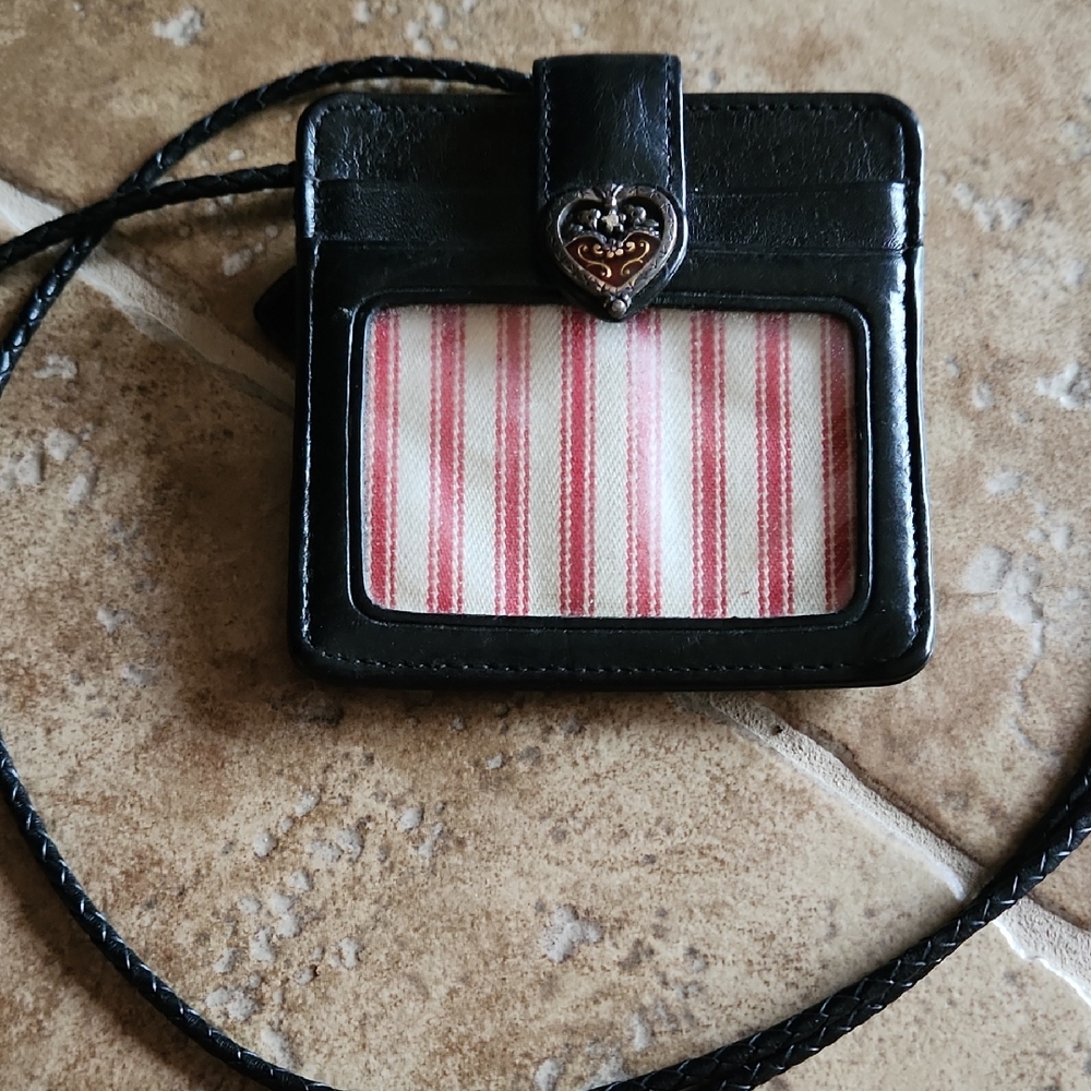 Brighton Black Card Holder Wallet/crossbody with Heart Detail